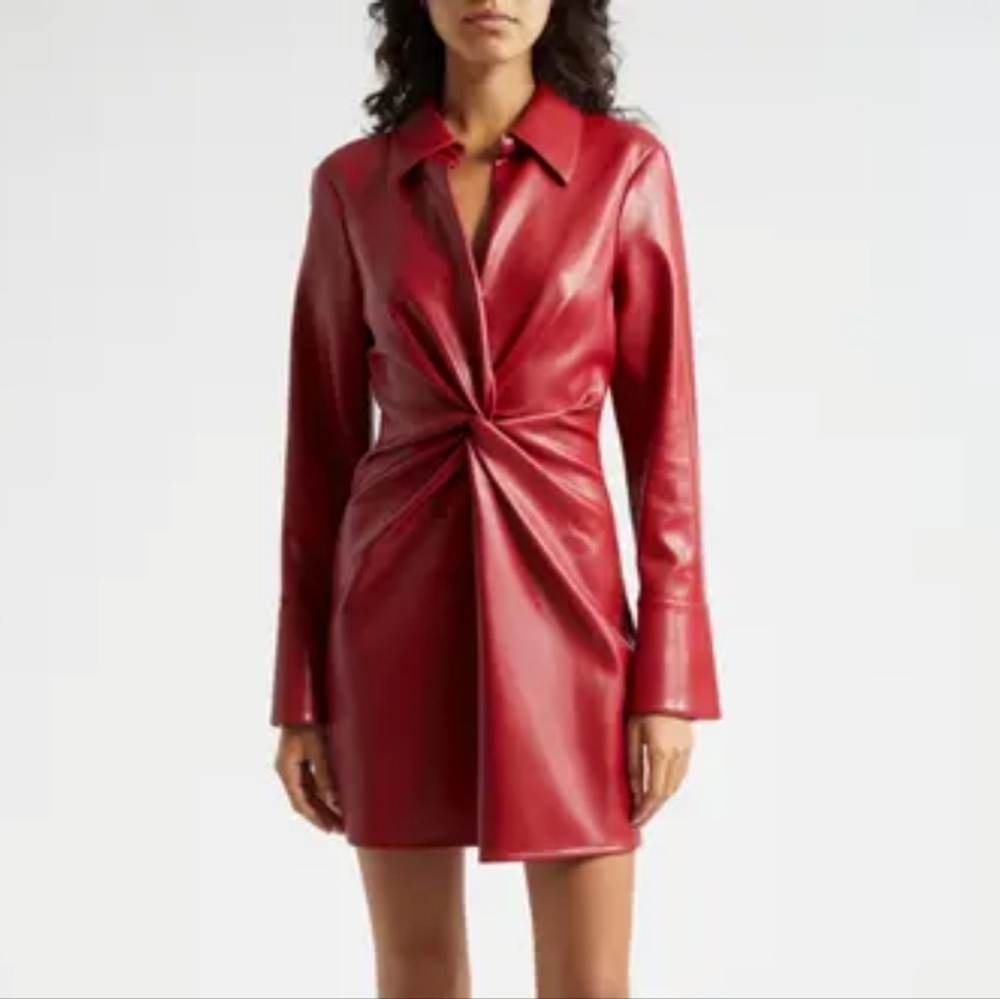 McKenna Long Sleeve Faux Leather Dress Cinq à Sept